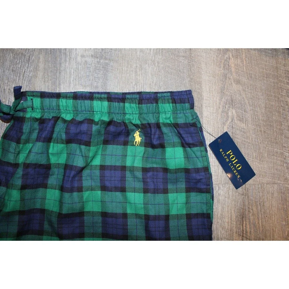 Polo Ralph Lauren Men‎ Big & Tall Pajama Lounge Pants  Plaid Green Navy Blue